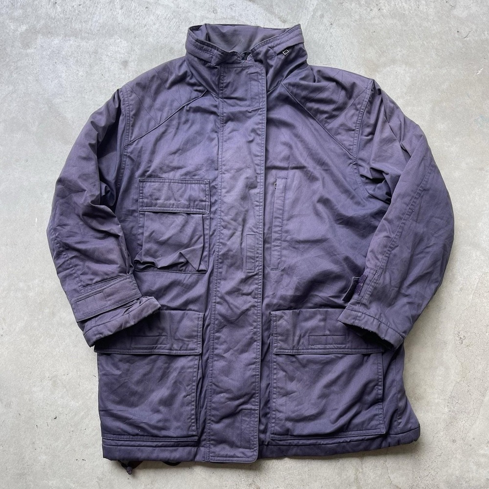 Vintage Eddie Bauer Medium Purple Chore Barn Coat Jacket Flannel Wool Lined